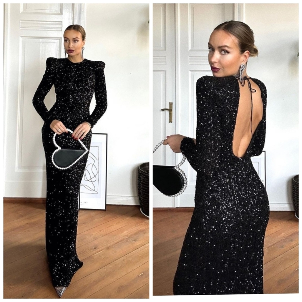 Zara Shoulder pad sequin dress